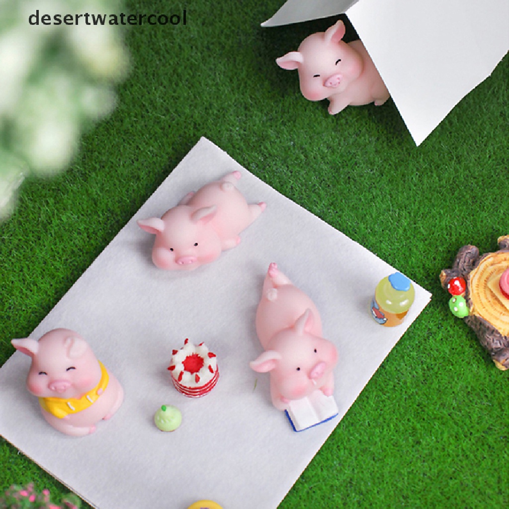 Deid 1Pc Miniatur Babi Lucu Bahan Resin Untuk Dekorasi Rumah / Lansekap Mikro Diy