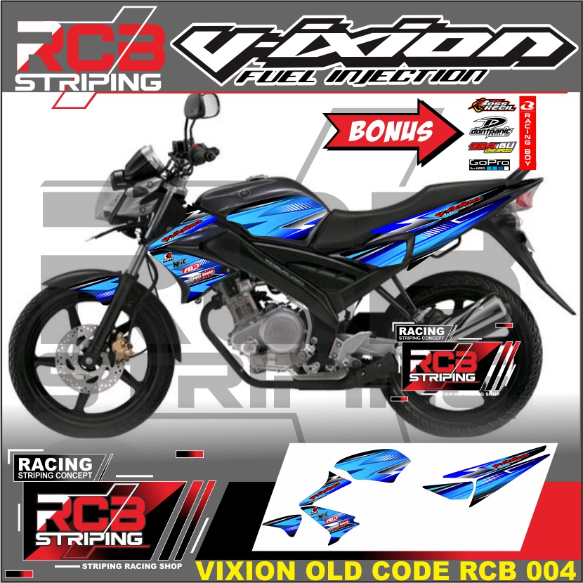 STRIPING VIXION OLD LIS VARIASI VIXION OLD STIKER VIXION LAMA STIKER VIXION OLD MOTIF RACING RCB 004