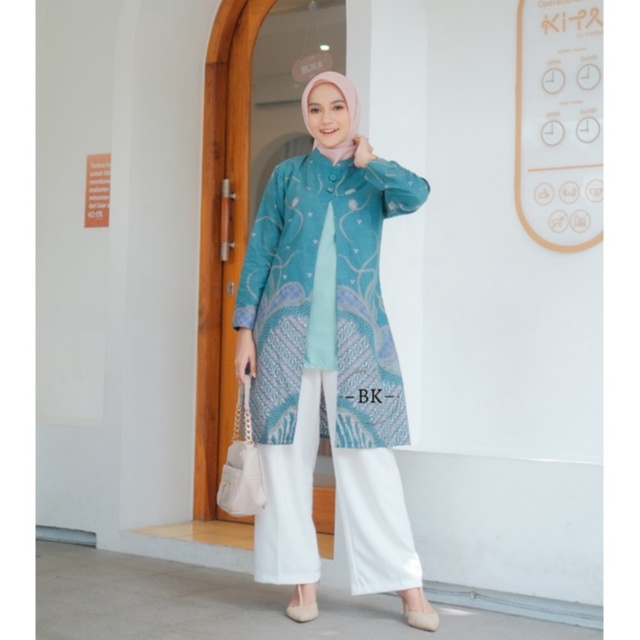 Tunik Batik Wanita Modern Atasan Batik Kerja Kantor Wanita Motif Songket