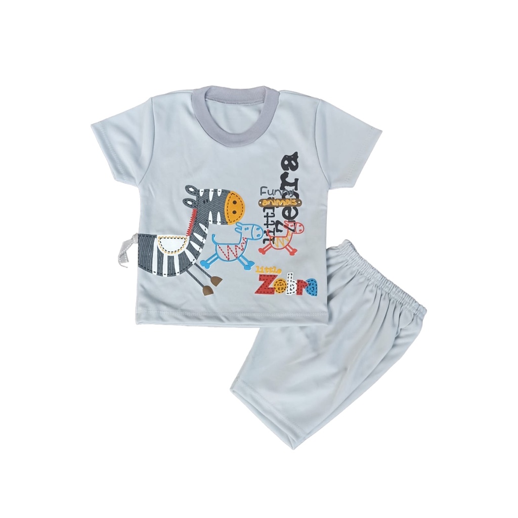UBAYSHOP11 Pakaian Baju Bayi Cowok Lengan Pendek Kaos Oblong Bayi Anak Full Warna Usia 3-15 Bulan Motif zebra