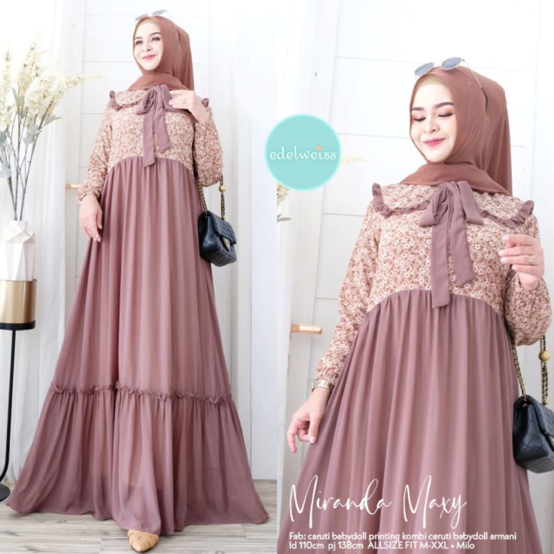 Miranda maxy, bahan Ceruty babydoll printing kombi ceruty babydoll full furing, Ld.110 Pb.140 by Ede