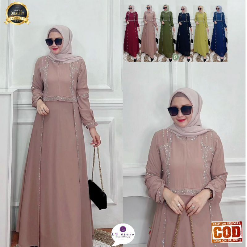Gamis Mewah Terbaru Khalida Dress Original FW Fashion by Wadah Muslim Dres Kondangan Pesta Elegant