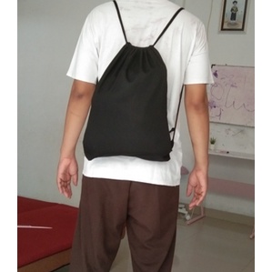 Stringbag Tas Gym Sack Sepatu Serut  Backpack Tas Punggung Drawstring Haji Umroh polos Drill n Blacu termurah Tas String bag Blacu Drill Polos 35x45cm Serut Backpack