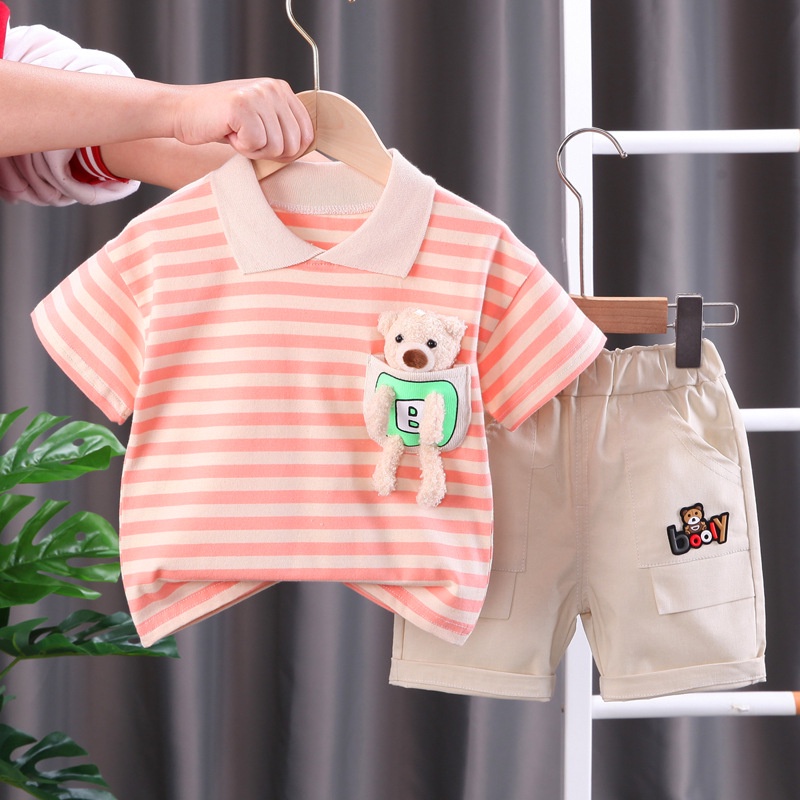 LittleAaron SET BOOLY BEAR 8546 EBV Setelan Bayi Laki-laki Lengan Pendek