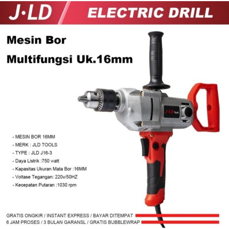 "Mesin Bor Drill JLD 16mm, Electric Drill, Bor Pesawat Multifungsi - JLD 16-3"