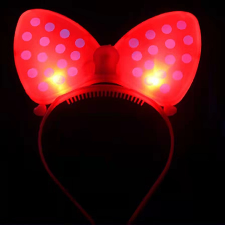 Bando Boneka Pita MINNIE MOUSE Lampu LED Nyala Bandana Party