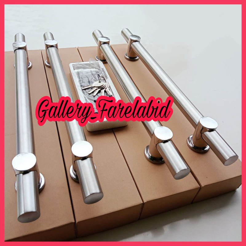 1 Meter Handle Pintu Rumah Stainless Steel Set Kunci Gagang Pintu 100 Cm Pegangan Pintu Kupu Tarung Tarikan Minimalis