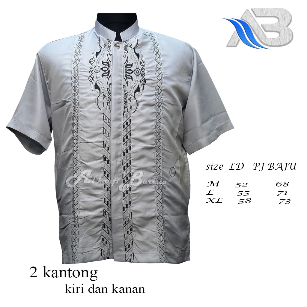 Baju Koko Pria Muslim Bordir Lengan Pendek Terbaru Al qadr/ AB Al kahfi Bareno COD