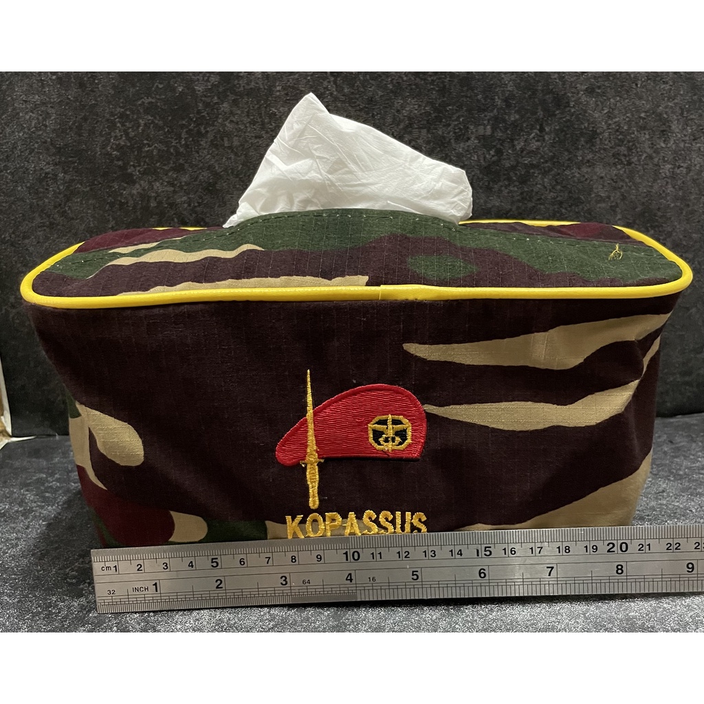 Kotak Tissue Kopassus (Loreng) - Tempat Tissue Mobil - Tissue Box Kopassus