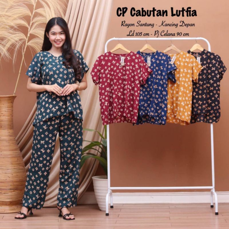 Setelan pajamas rayon  kekinian CP nutella piyama batik stelan daster pekalongan