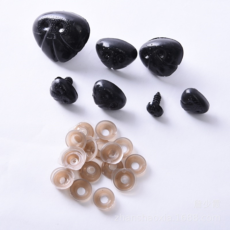 10 pcs hidung boneka anjing tusuk import motif + washer Triangle Nose Doll/Hidung Boneka Amigurumi S