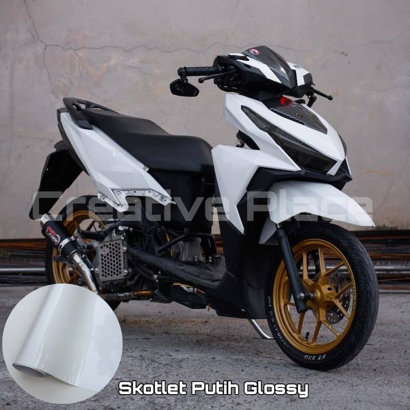 skotlet motor putih glossy premium scotlite putih mengkilat