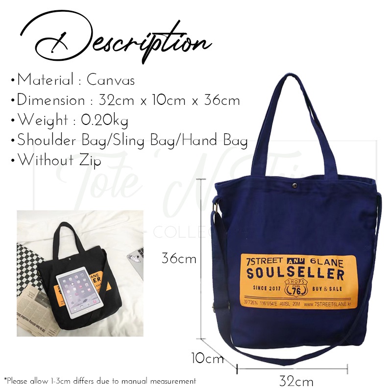 Totebag murah UNISEX || TAS JINJING KULIAH Totebag Murah || Totebag Travell SOUL113 YELLOW