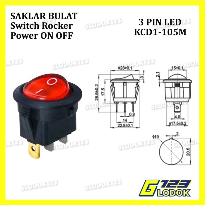 Saklar Power Switch Tombol ON OFF Bulat Roker Rocker Besar 2 3 4 Pin