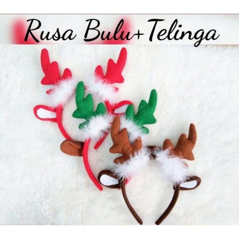 Bando Natal Desain Tanduk Rusa Bulu Telinga Bando Rusa