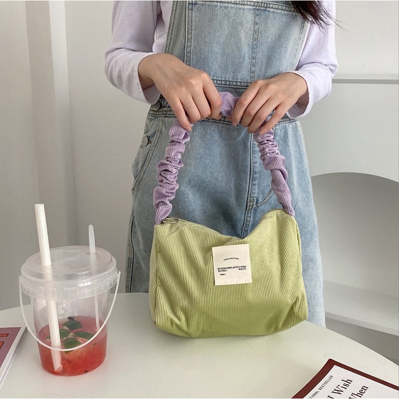 PRISA Tas Jinjing Selempang Bahu Shoulder Bag Kecil Sling bag Corduroy Korean Lucu OOTD Aesthetic Dumpling Pillow Mini Bag Wanita Remaja Import Fashion Cute Style Chikoisme