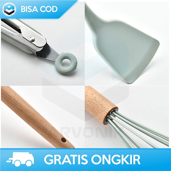 SPATULA 1 SET PERALATAN MASAK LENGKAP GLANYOMI MUDAH DIBERSIHKAN 9PCS