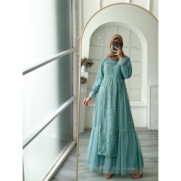 CINDERELLA MAXI - GAMIS BRUKAT MEWAH DRESS PESTA KONDANGAN LAMARAN PREMIUM CANTIK  BERKUALITAS BUTIK