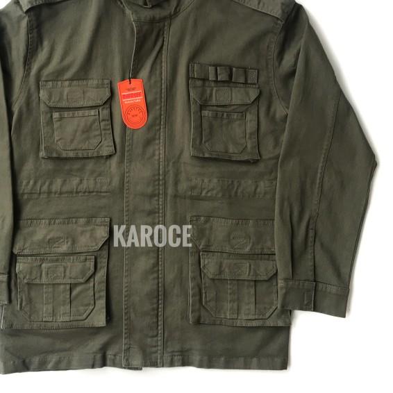 JAKET LORENG ARMY PRIA JUMBO / JAKET KANVAS ARMY PRIA BIG SIZE - HIJAU TUA, XL