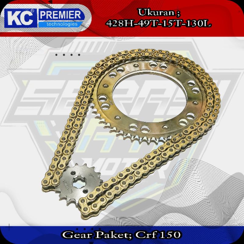 KCP GEAR PAKET CRF 150 (428H-49T-15T-130L) / KC PREMIER GIR SET CRF150 (428H-49T-15T-130L)