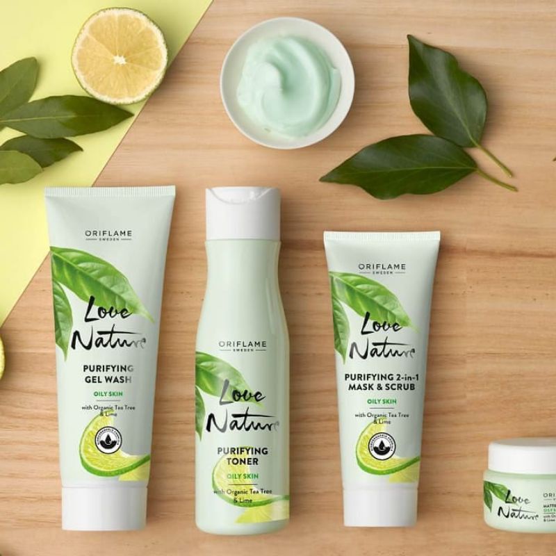 Love Nature Purifying Gel Wash/Toner/Face Lotion/Mask&amp;Scrub with Organic Tea Tree &amp; Lime