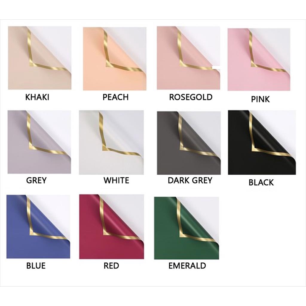 

Cellophane Gold Border Solid Flower Wrapping Paper/Kertas Bungkus Buket Bunga Tidak Tembus