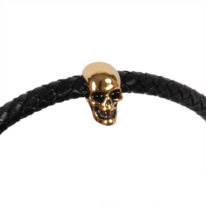 Alexander Mcqueen Leather Skull Bracelet