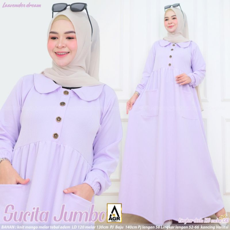 Gamis kasual jumbo maxy sucita jumbo dress LD 120 Bahan knit mango tebal super melar adem