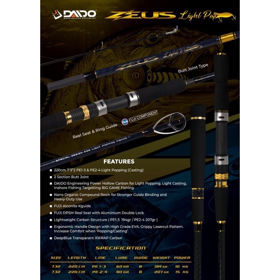 Joran Daido Zeus 732 FUJI pe 1-3 dan 2-4