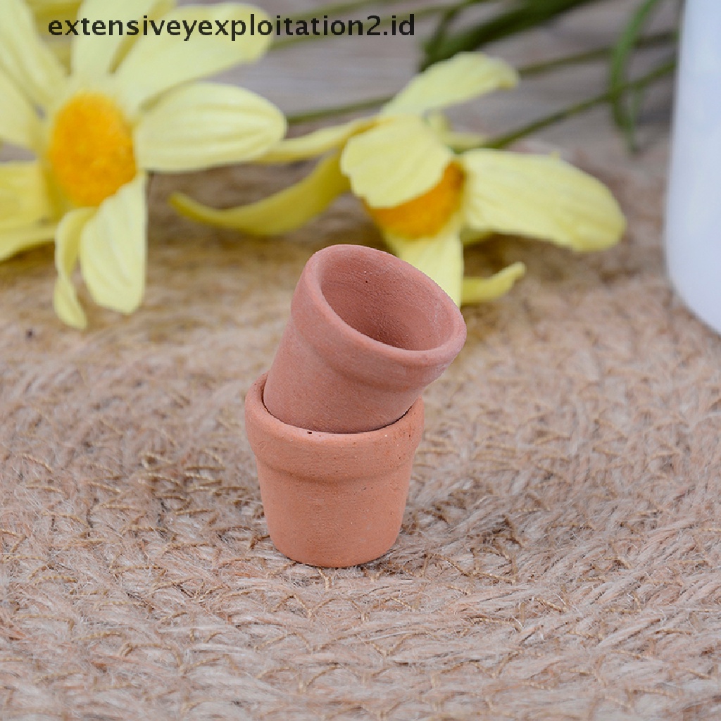 12 Pcs Miniatur pot Bunga Tanah Liat Merah handmade Untuk Rumah Boneka 1: 12