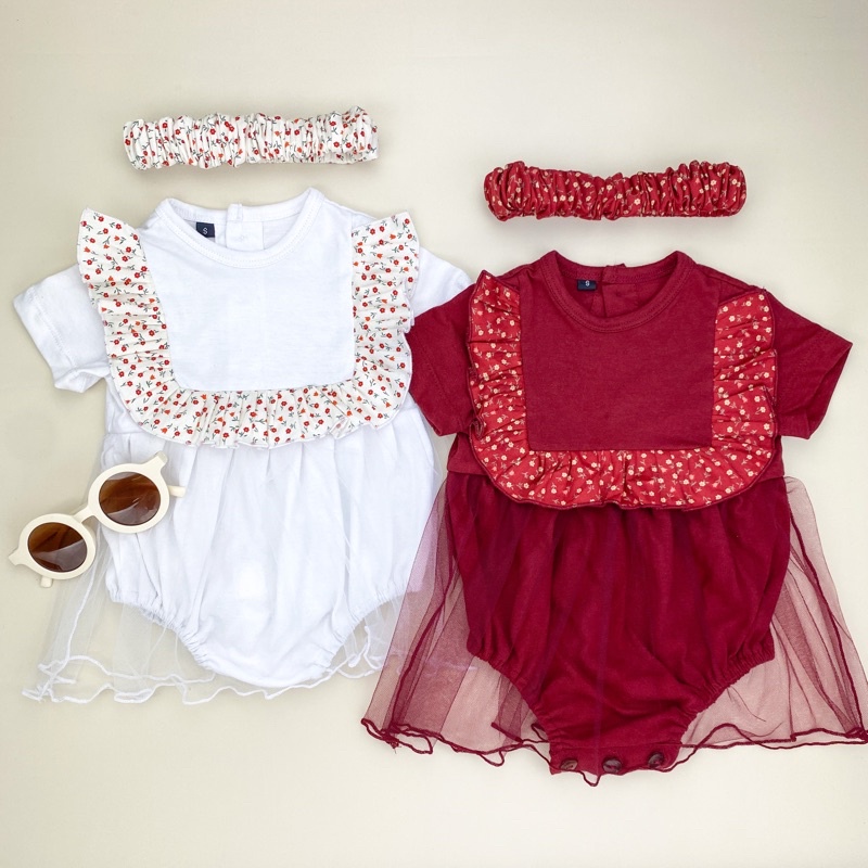 Hana Jumper Dress Tutu Bayi Perempuan Bonus Bandana