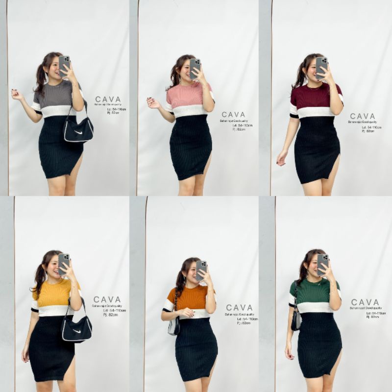 DRESS RAJUT BODYCON SEXY MINI DRESS RAJUT MOTIF KOMBINASI CAVA DRESS 12
