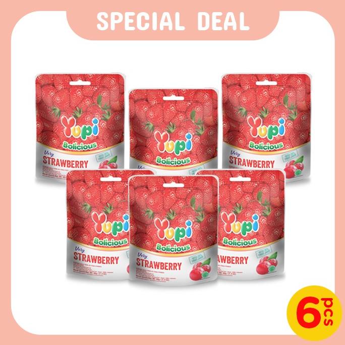 

TERLARIS Six Pack Yupi Bolicious Strawberry 40 Gr /PERMEN LUNAK/PERMEN VIRAL/PERMEN MILO/PERMEN YUPI/PERMEN JADUL/PERMEN KARET