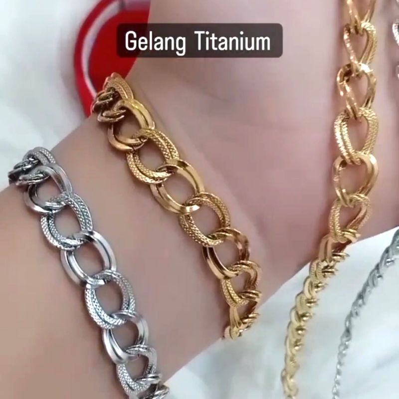 gelang lapis emas titanium perhiasan korea import