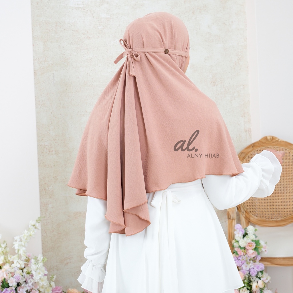 Bergo Crinkle Konektor Airflow Maryam Tali Kancing Masker Hijab instant khimar ironless Kerudung crinkle Jilbab simpel 2in1