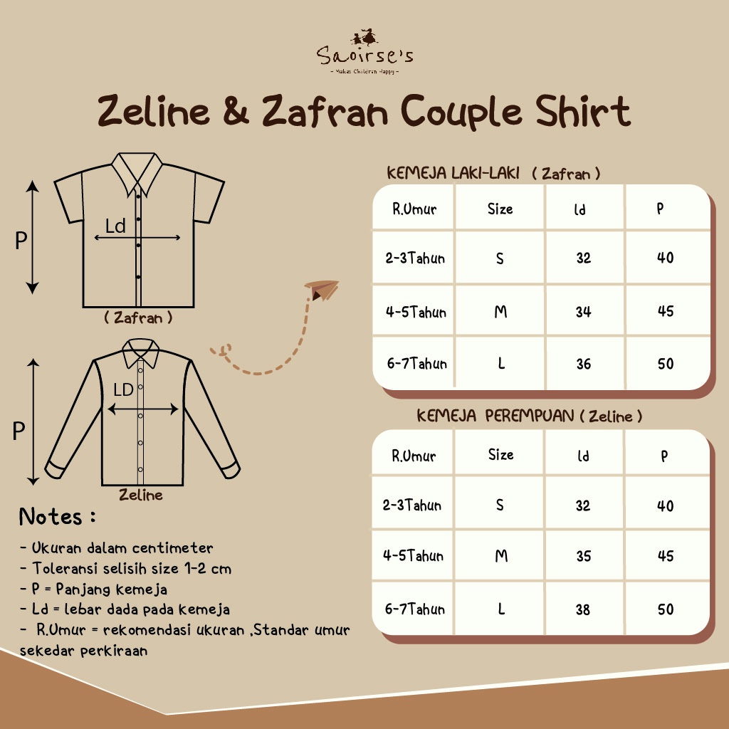 Saoirse's Zeline &amp; Zafran Couple Shirt - kemeja oversize anak perempuan dan kemeja laki-laki pasangan