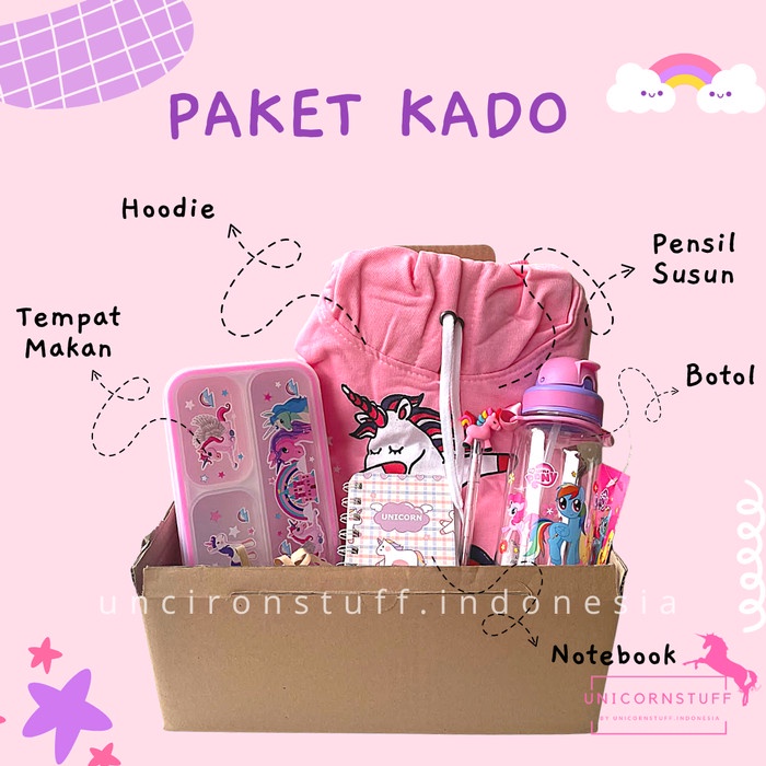 Unicorn Box Paket kado Pony Hadiah Ulang Tahun Set Anak Perempuan Cewe