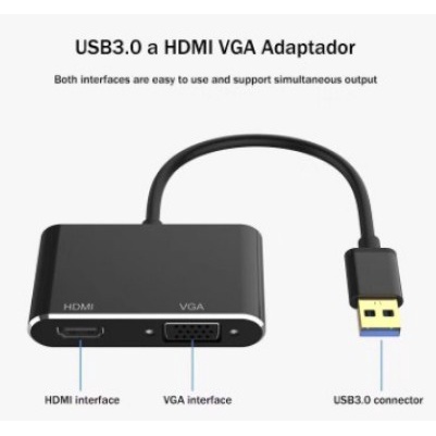 Kabel Converter 2in1 USB 3.0 2.0 TO VGA HDMI 1080p 2in1 proyektor tv 2 in 1