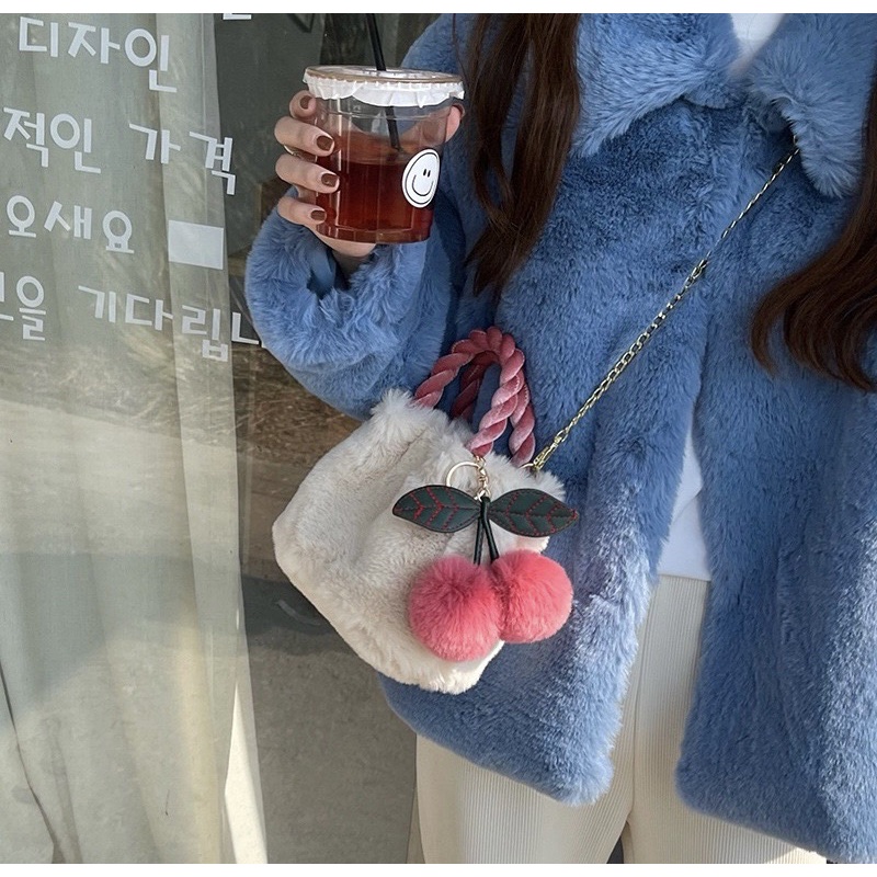 Tas Selempang Wanita Tas Cewek Bulu Mini Bucket Bag GC 8464