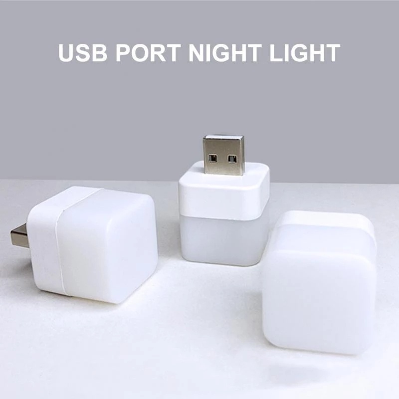 1 Pc Lampu Baca LED Mini Bentuk Kotak Dengan Port USB Dan Power Charging