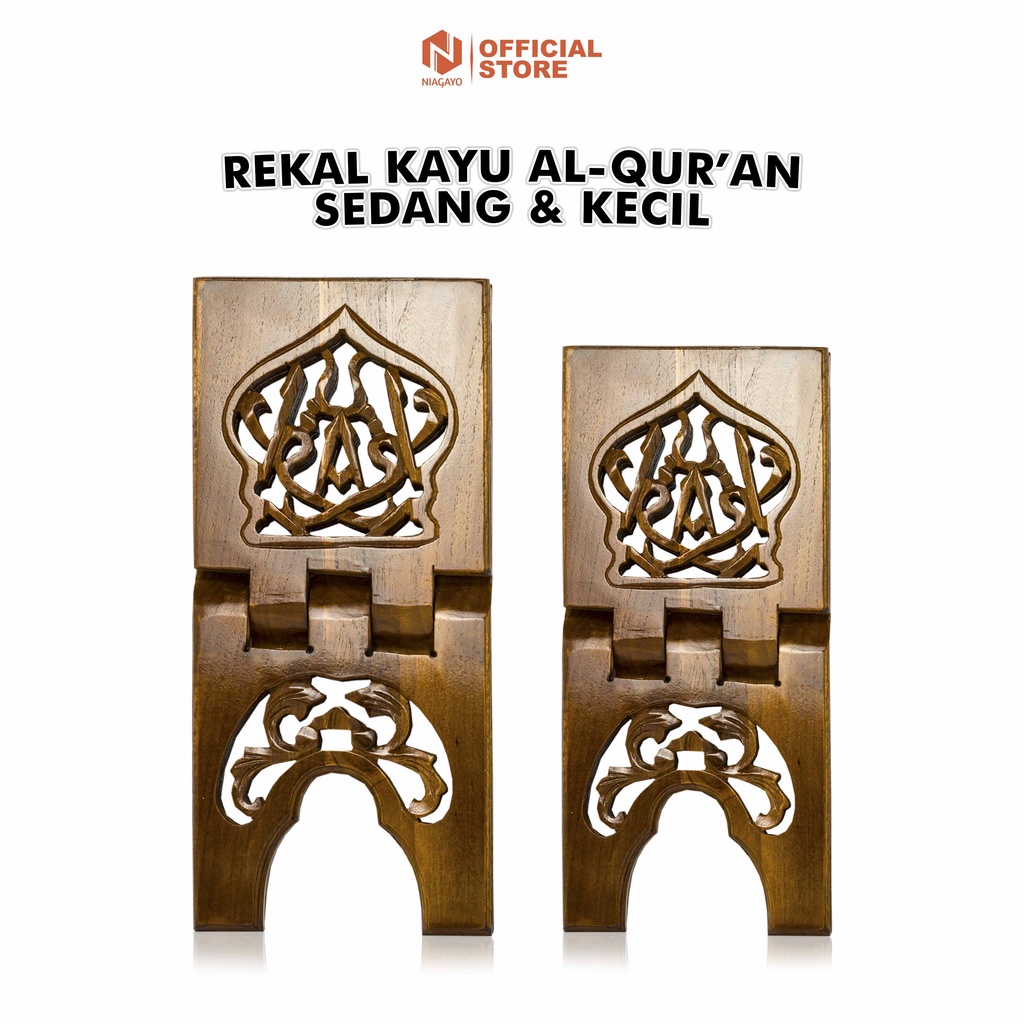 Rekal Alquran / Meja Alquran Lipat / Meja Al Quran Ukiran Arab Iqro Ukuran Sedang dan Kecil Bahan