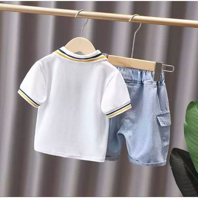 SETELAN BAJU ANAK KAOS POLO CELANA JEANS USIA 1-5 TAHUN