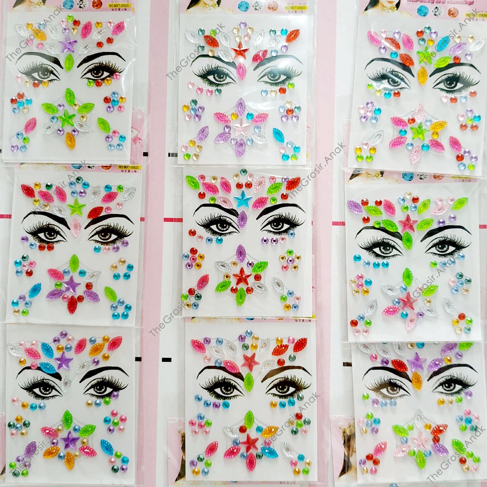 Face Sticker Makeup WARNA RANDOM Manik Wajah Mata Stiker Kristal Diamond