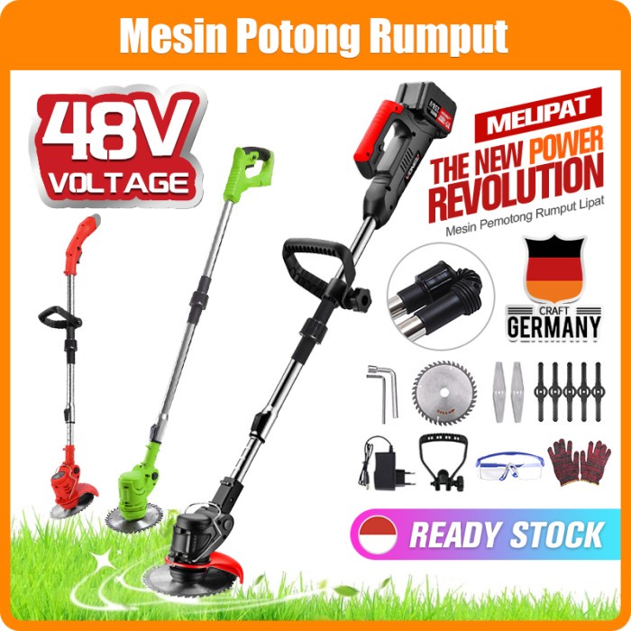 Pemotong Mesin Potong Rumput Mesin Rumput Baterai Mesin Pemotong Rumput Lipat