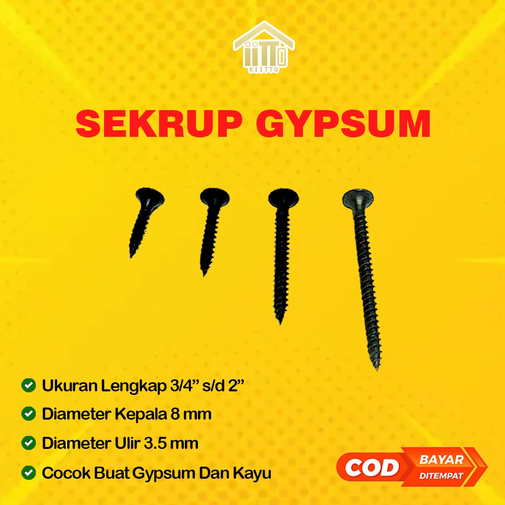 SKRUP GYPSUM 1 INCH SAMPAI 2 INCH ( JUAL 1 ONS )