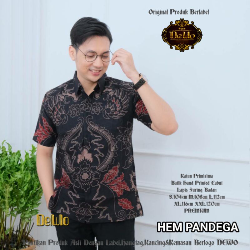 KEMEJA BATIK PRIA LENGAN PENDEK REGULAR FIT HEM BATIK PRIA PANDEGA