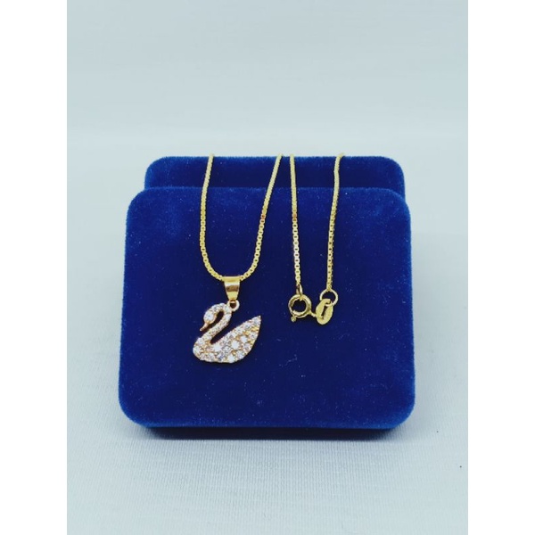 kalung perak asli silver 925 lapis emas/kalung itali kaca+liontin swan mp full/asli silver/fashion wanita terbaru