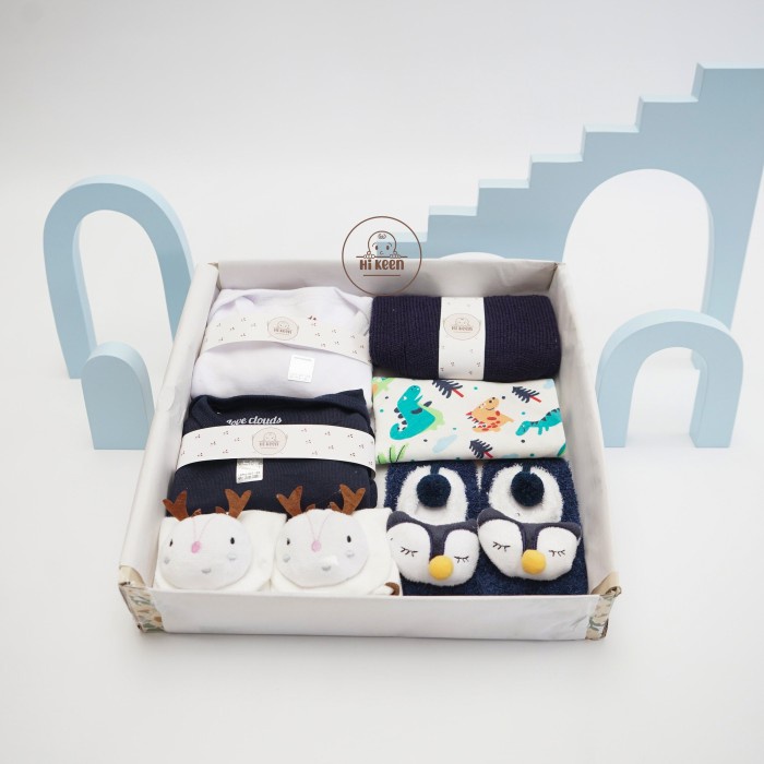 

(COD) [Hi Keen] hampers newborn baby kado lahiran baby boy premium - navy beanie