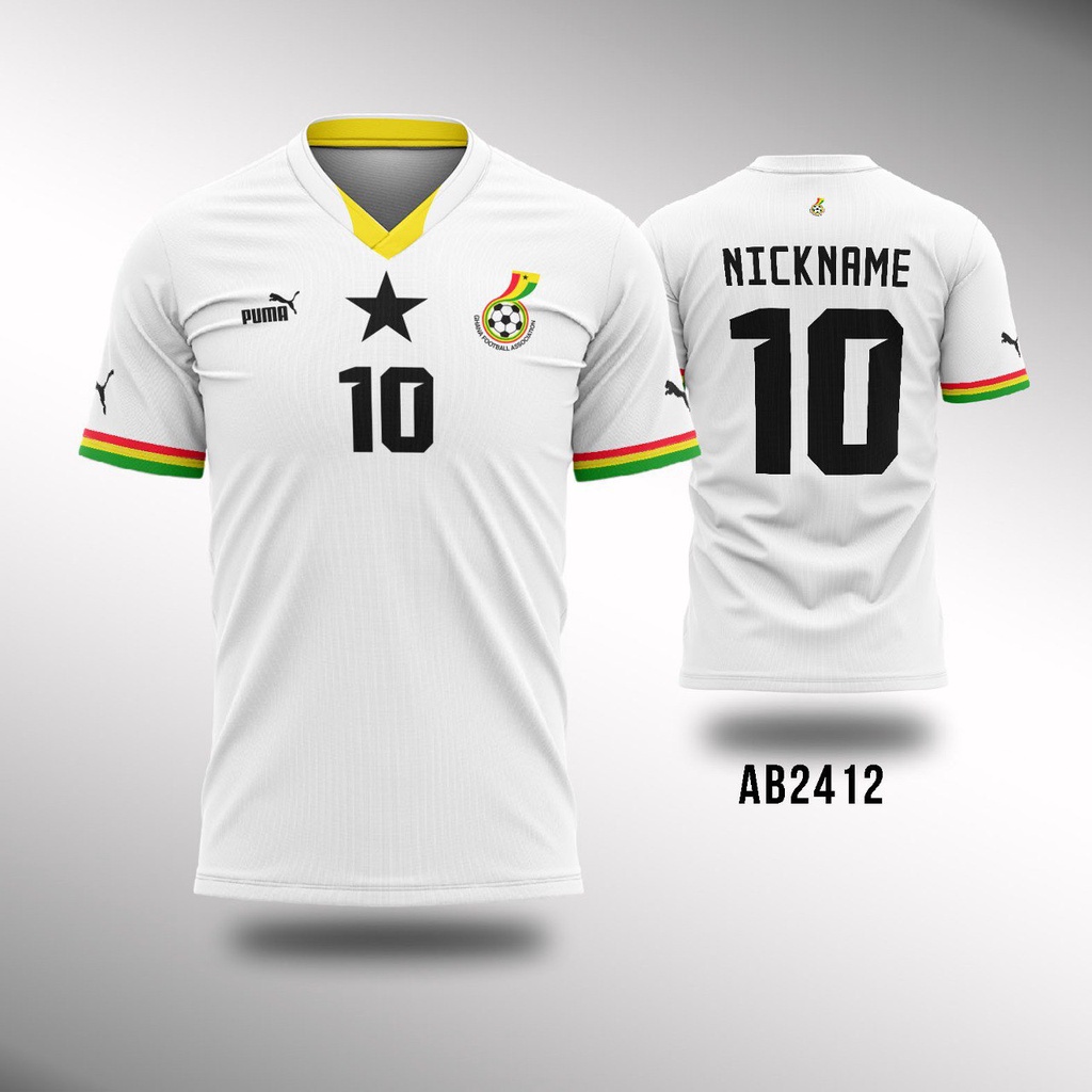 Kaos Atasan Jersey Sepakbola - Timnas  Ghana World Cup - Piala Dunia -  AB2412 Full Print