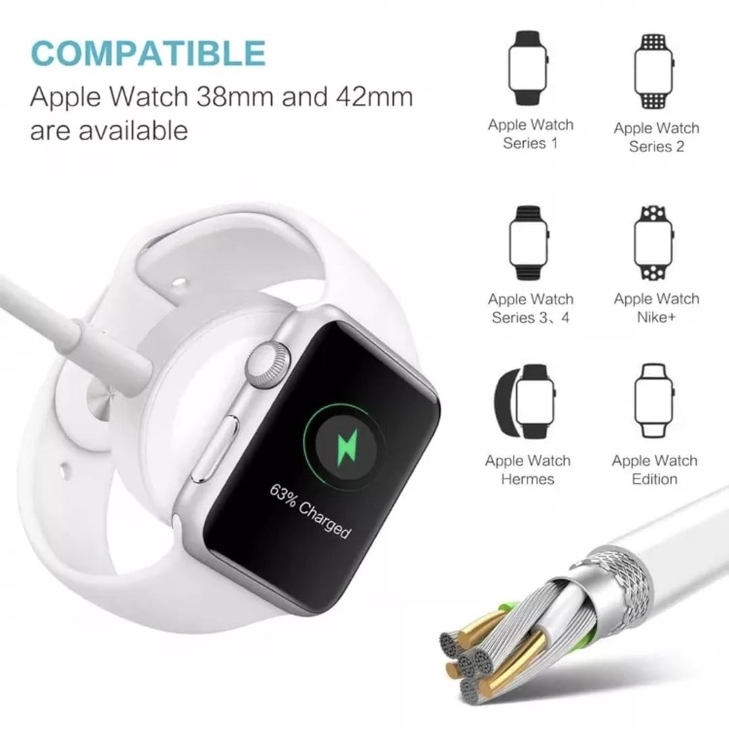 wireless Magnetic Charging Cable untuk Apple Watch Charger dan lighting 2in1